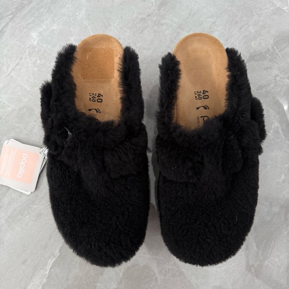 Women’s Birkenstock Papillio Fanny Teddy Shearling Mule Wedge Clog US 9 EU 40 - Picture 3 of 16